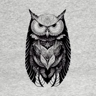 Owl Wild Animal Nature Illustration Art Tattoo T-Shirt